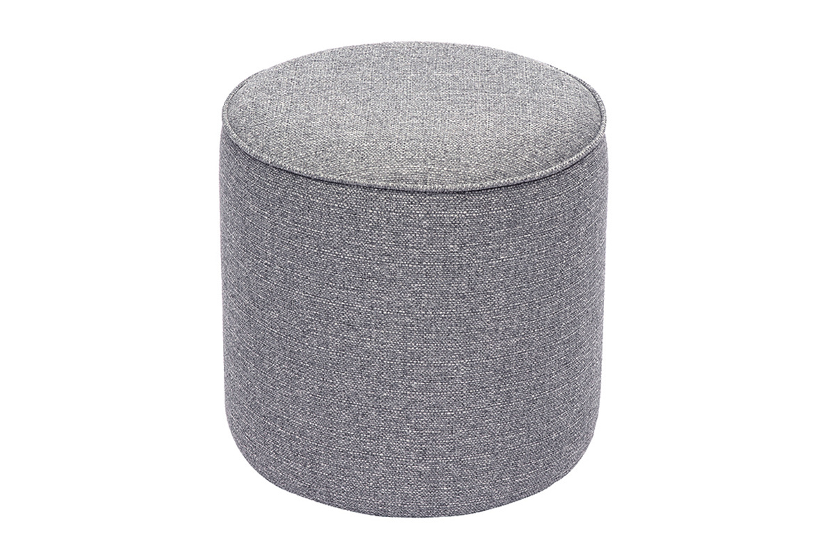 Pouf rond en tissu gris clair D40 cm PAUL
