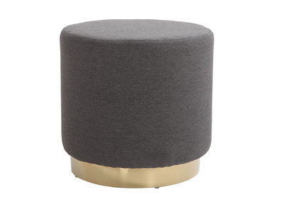 Pouf rond en tissu gris et métal doré BETTY - Pouf rond en tissu gris et métal doré BETTY