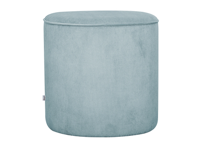 Pouf rond en tissu velours côtelé bleu grisé D40 cm LOUIS