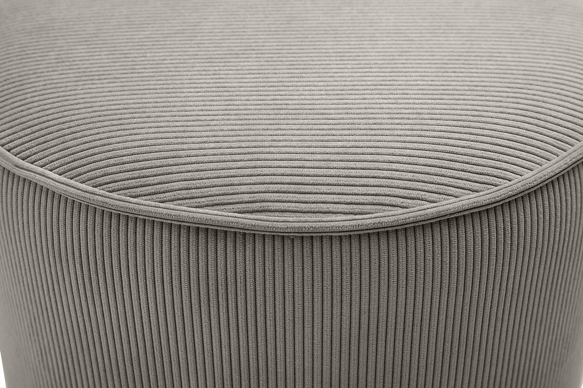 Pouf rond en tissu velours ctel taupe D40 cm PAUL