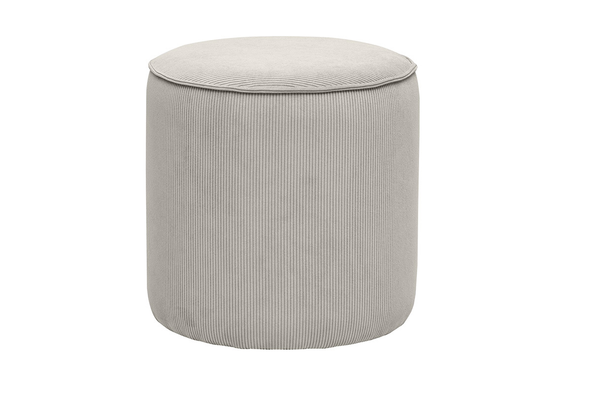 Pouf rond en velours ctel taupe D40 cm PAUL