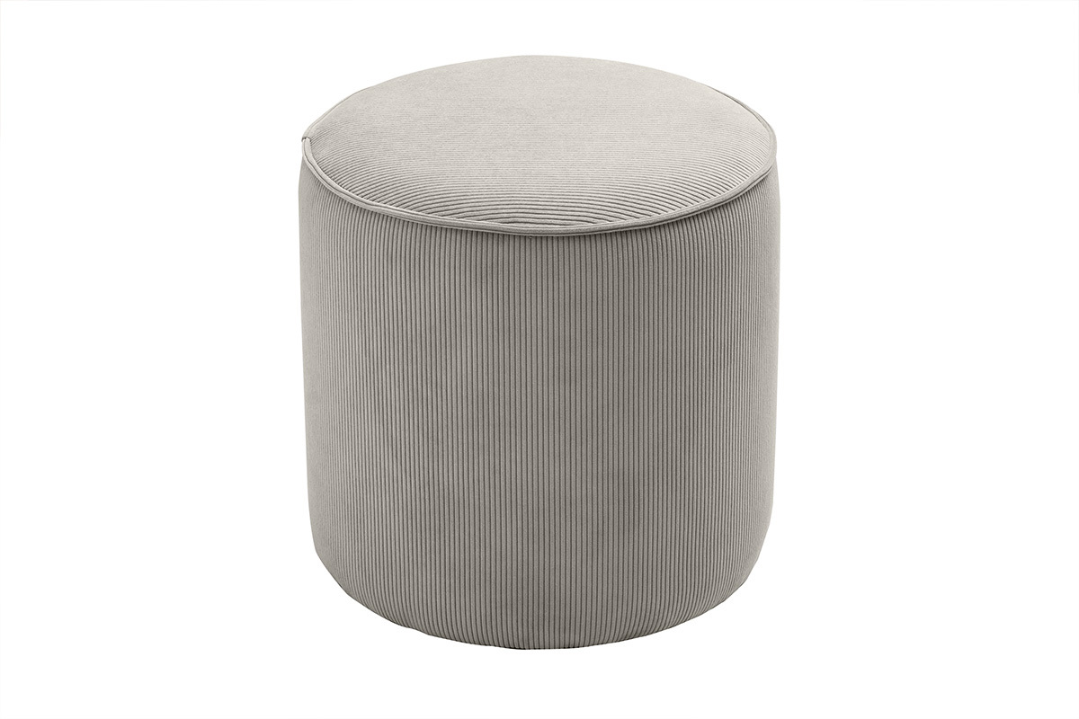 Pouf rond en velours ctel taupe D40 cm PAUL