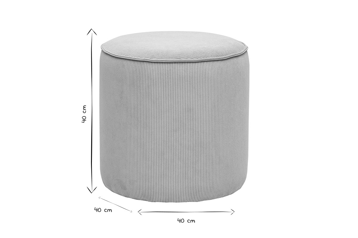 Pouf rond en velours ctel taupe D40 cm PAUL