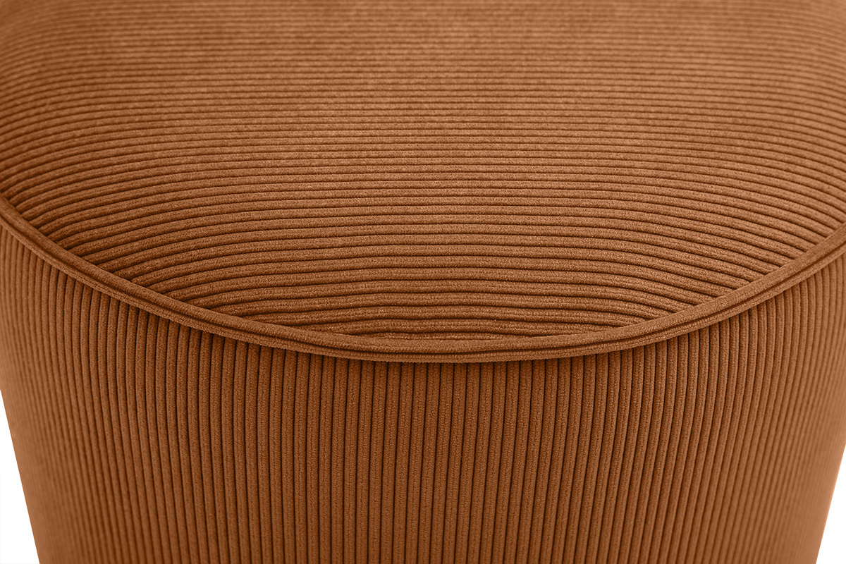 Pouf rond en velours ctel terre brle D40 cm PAUL
