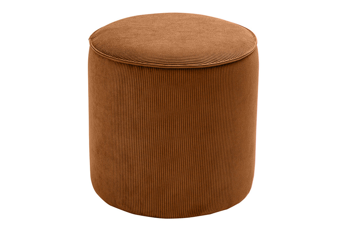 Pouf rond en velours ctel terre brle D40 cm PAUL