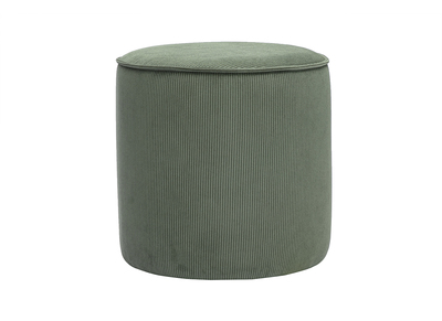 Pouf rond en velours côtelé vert kaki D40 cm PAUL