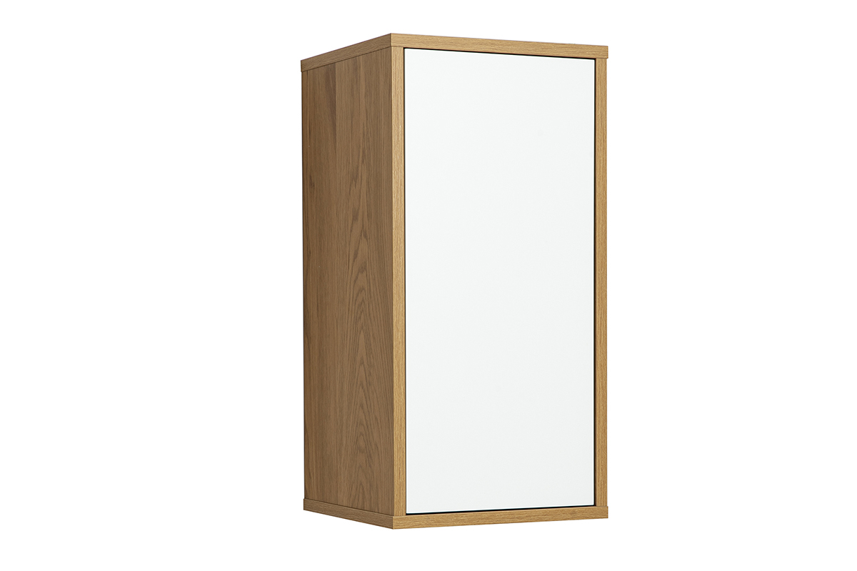 Rangement mural finition blanche et bois clair ch�ne L30 cm FLEXO