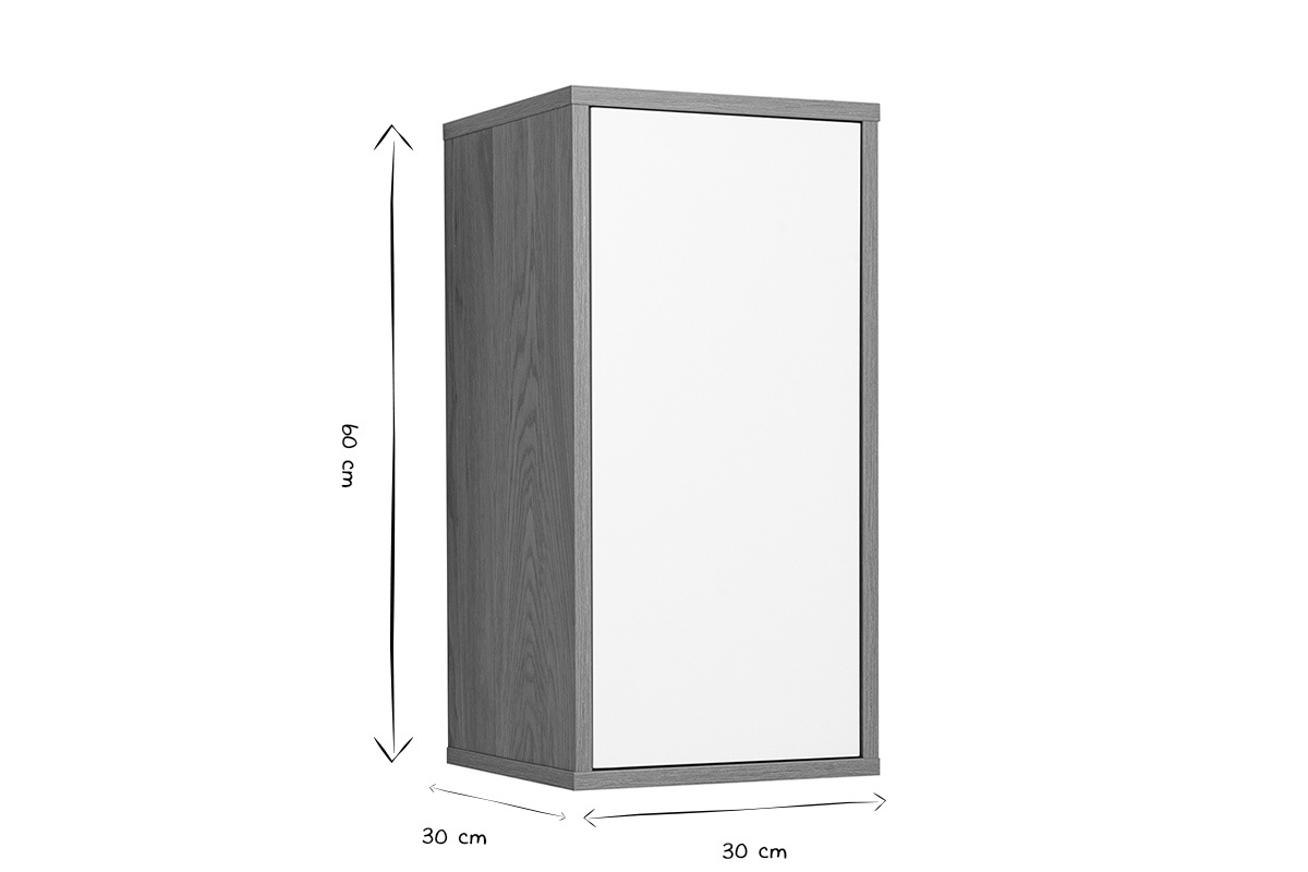 Rangement mural finition blanche et bois clair ch�ne L30 cm FLEXO