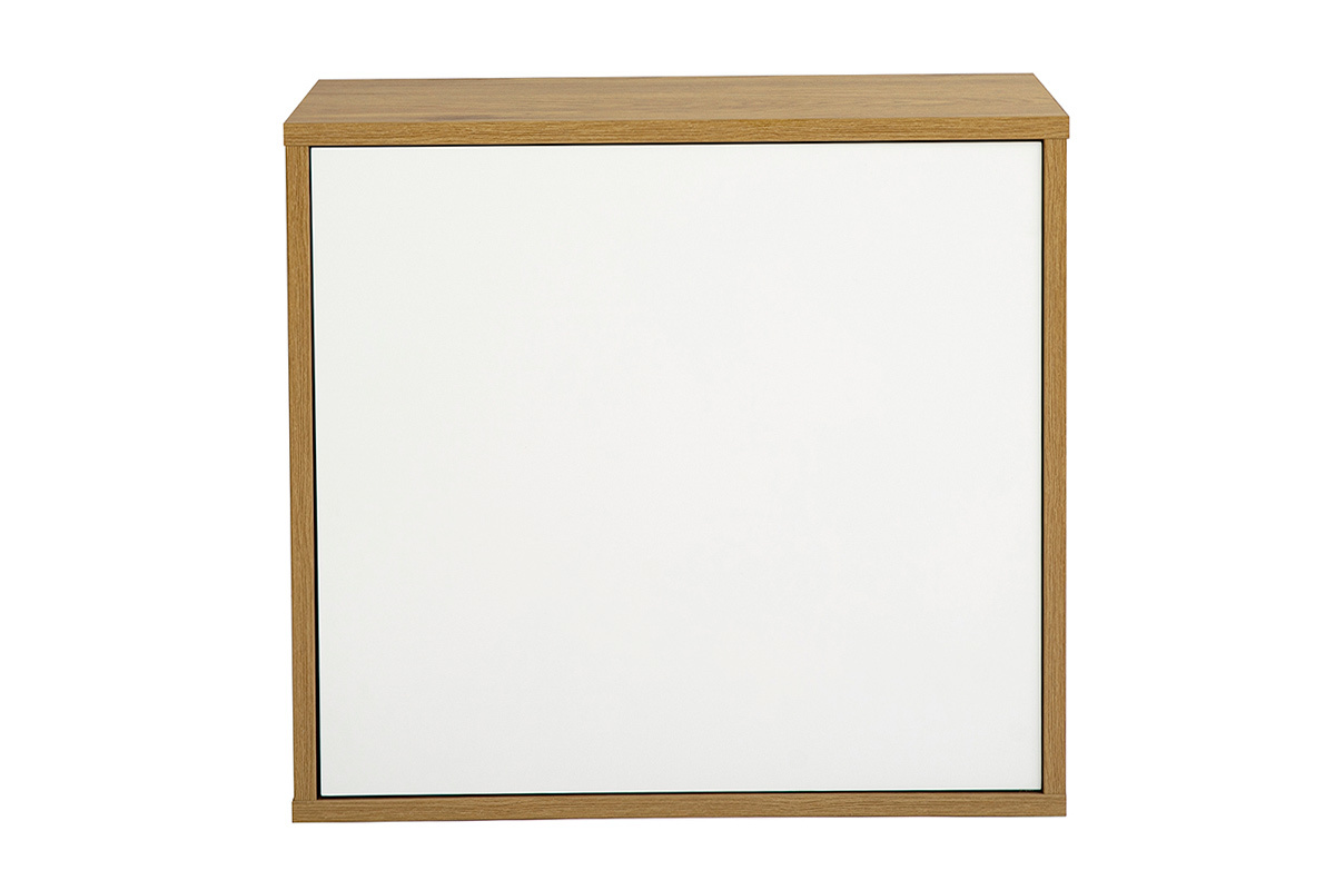 Rangement mural finition blanche et bois clair ch�ne L55 cm FLEXO