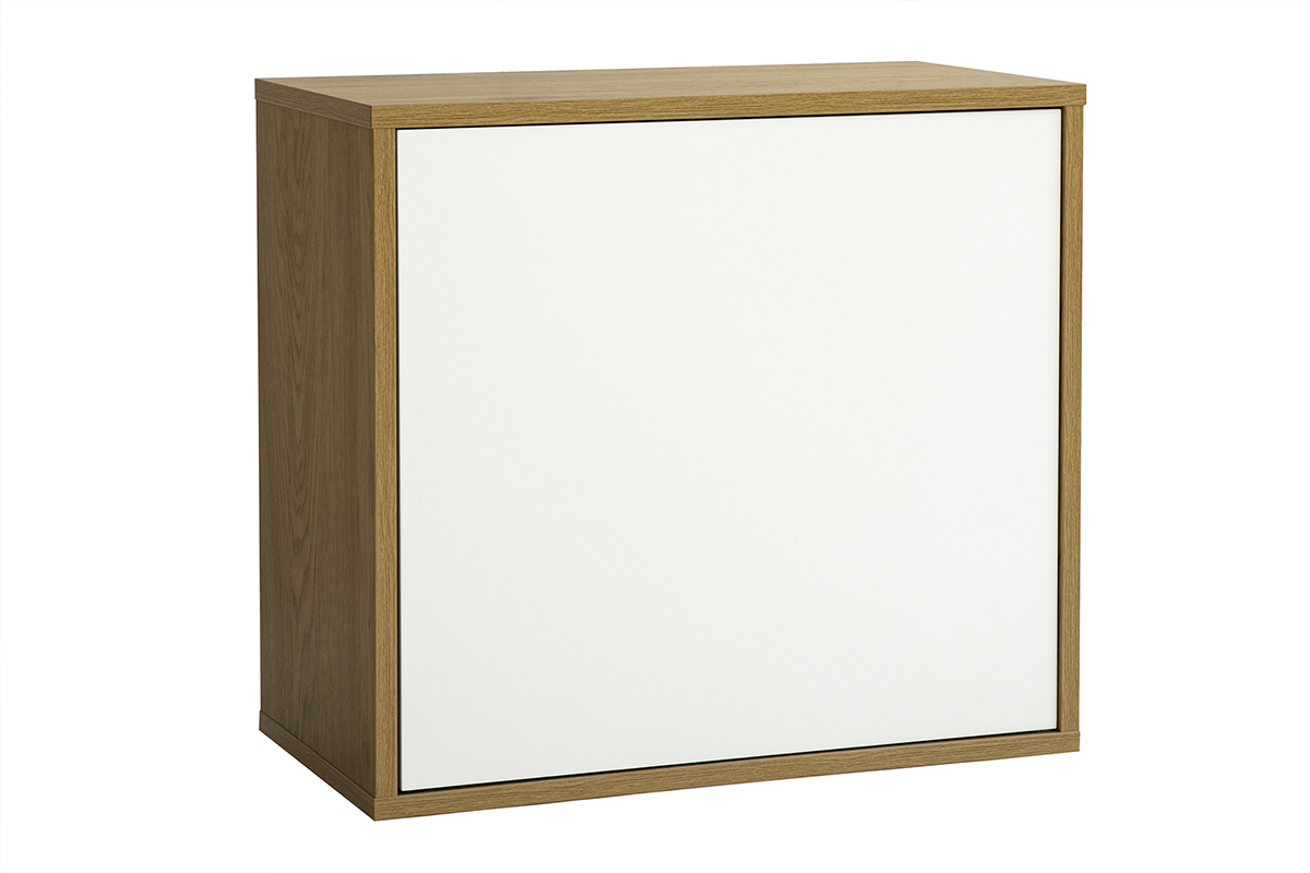Rangement mural finition blanche et bois clair ch�ne L55 cm FLEXO