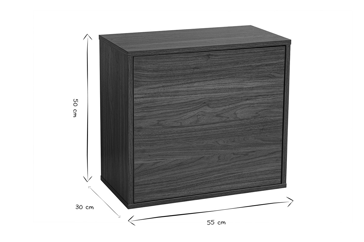 Rangement mural finition bois fonc� noyer L55 cm FLEXO