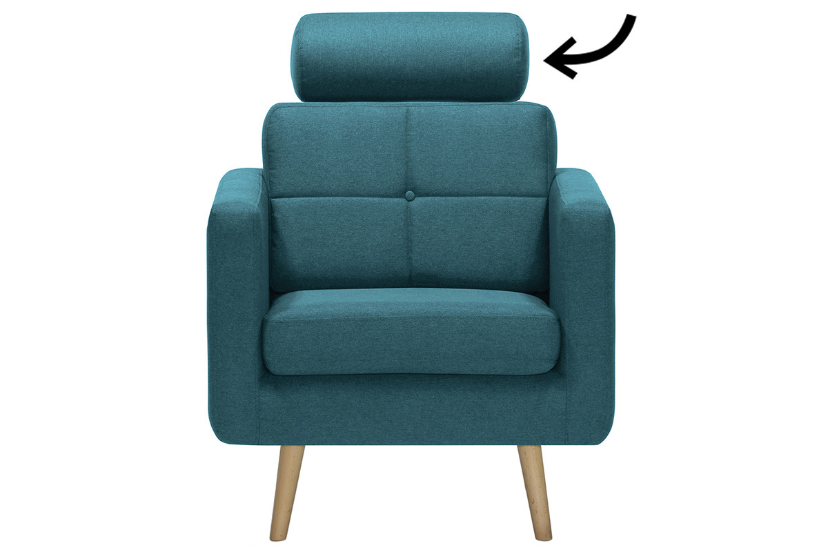 Repose-t�te amovible en tissu bleu canard ELFE