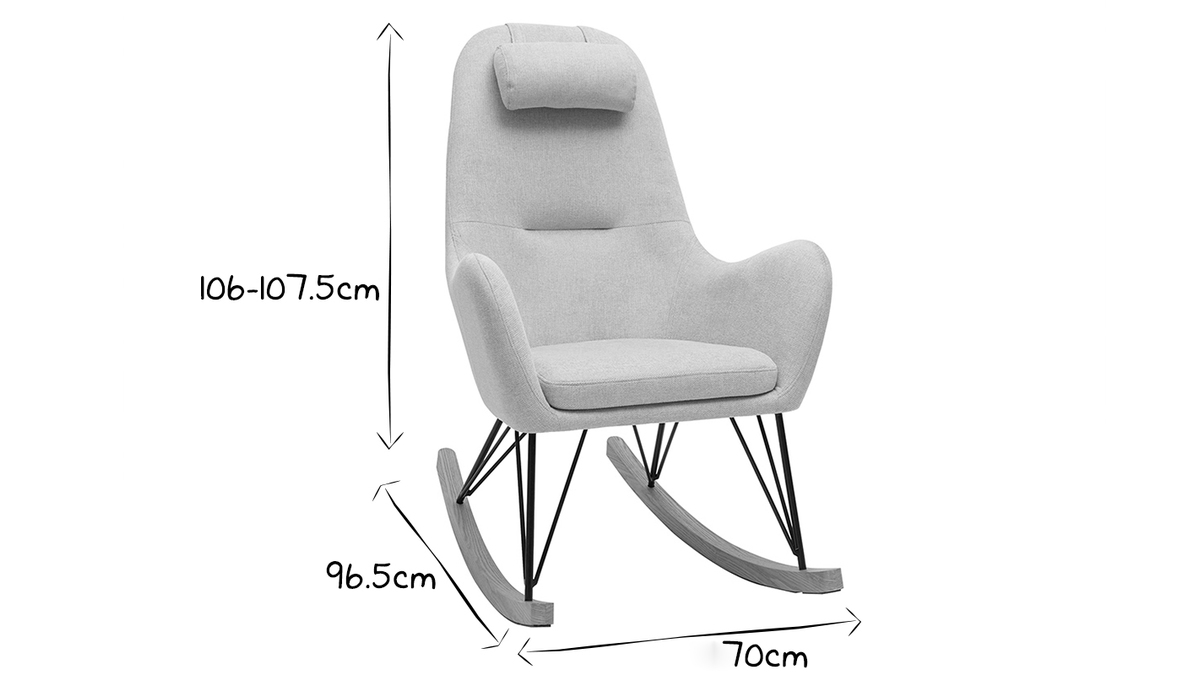 Rocking chair design en tissu beige MANIA