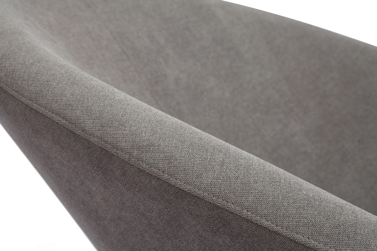 Rocking chair design en tissu effet velours gris, mtal noir et bois clair KOK