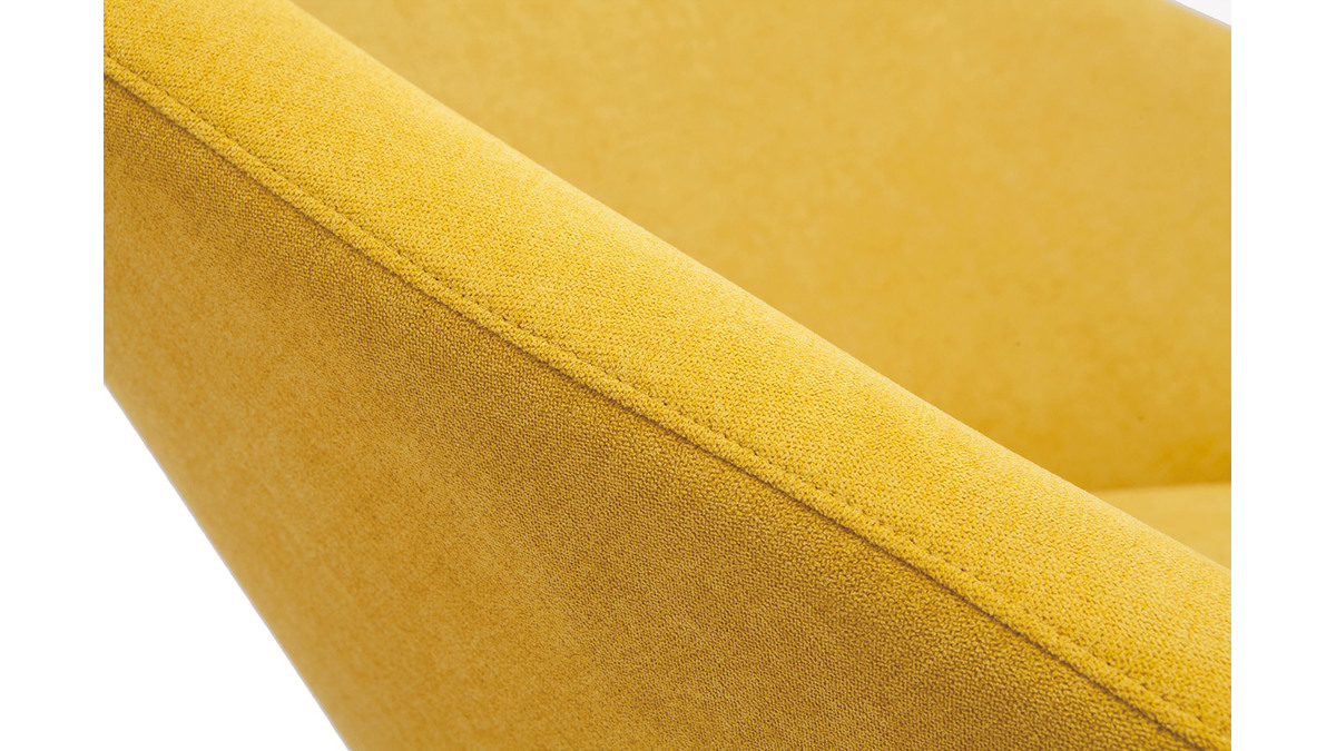 Rocking chair design en tissu effet velours jaune moutarde, mtal noir et bois clair KOK