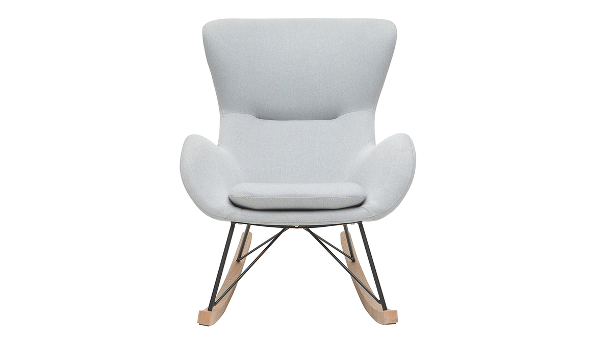 Rocking chair design en tissu gris clair ESKUA