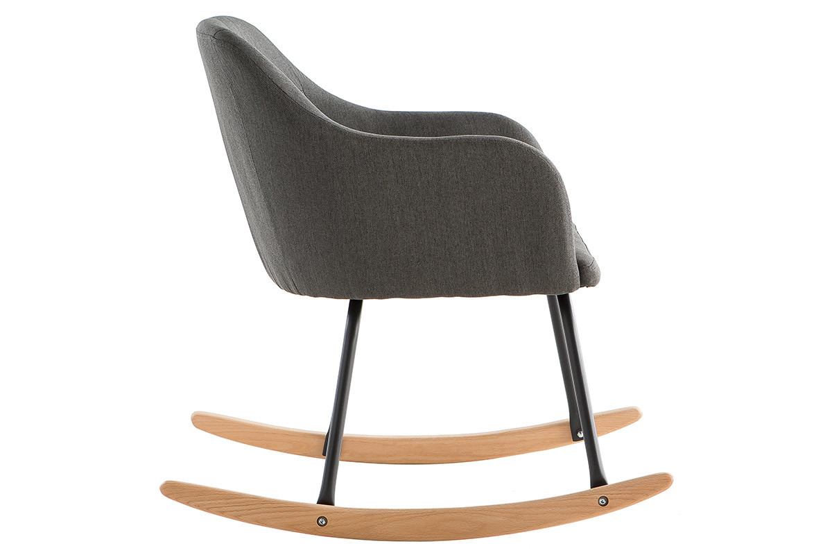 Rocking chair design en tissu gris fonc BALTIK