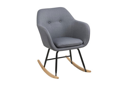 Rocking chair design en tissu gris foncé KENDALL - Rocking chair design en tissu gris foncé KENDALL