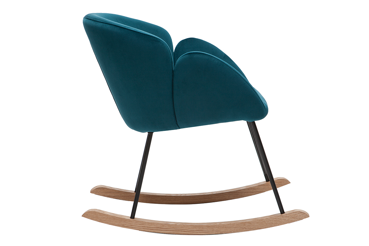 Rocking chair design en velours bleu ptrole RHAPSODY