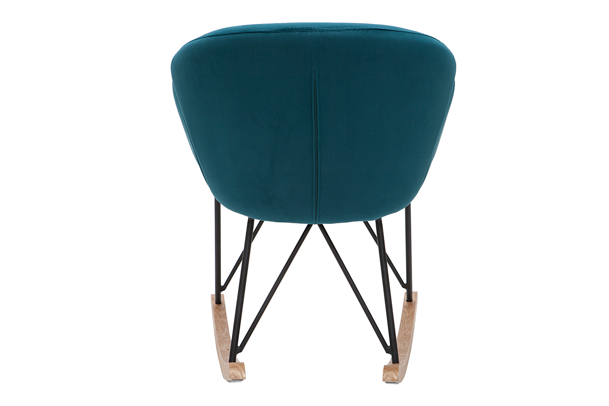 Rocking chair design en velours bleu ptrole RHAPSODY