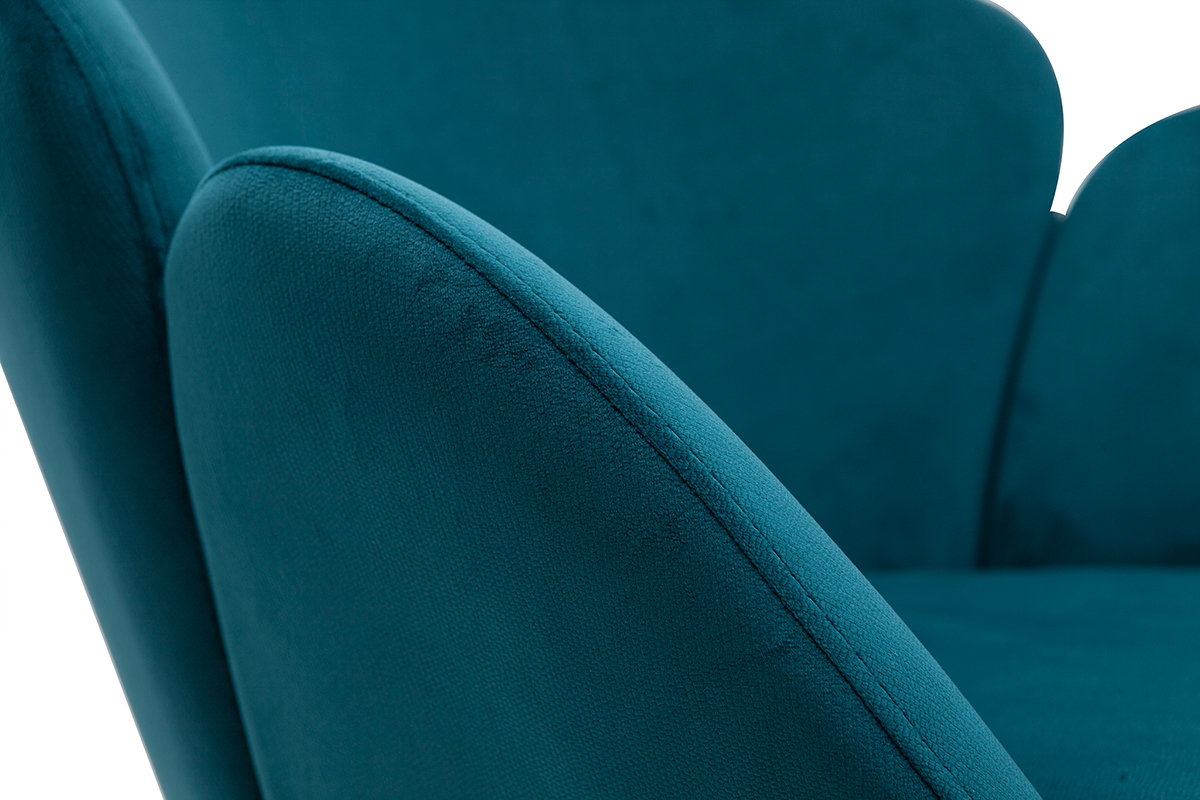 Rocking chair design en velours bleu ptrole RHAPSODY