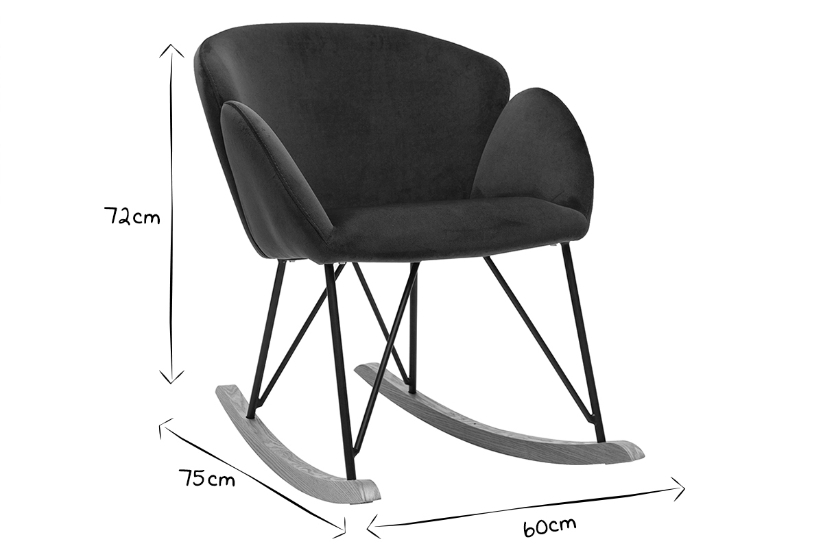 Rocking chair design en velours bleu ptrole RHAPSODY