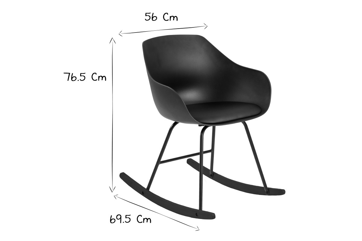Rocking chair design noir KAALA