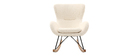 Rocking chair design tissu blanc effet peau de mouton ESKUA