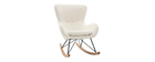 Rocking chair design tissu blanc effet peau de mouton ESKUA