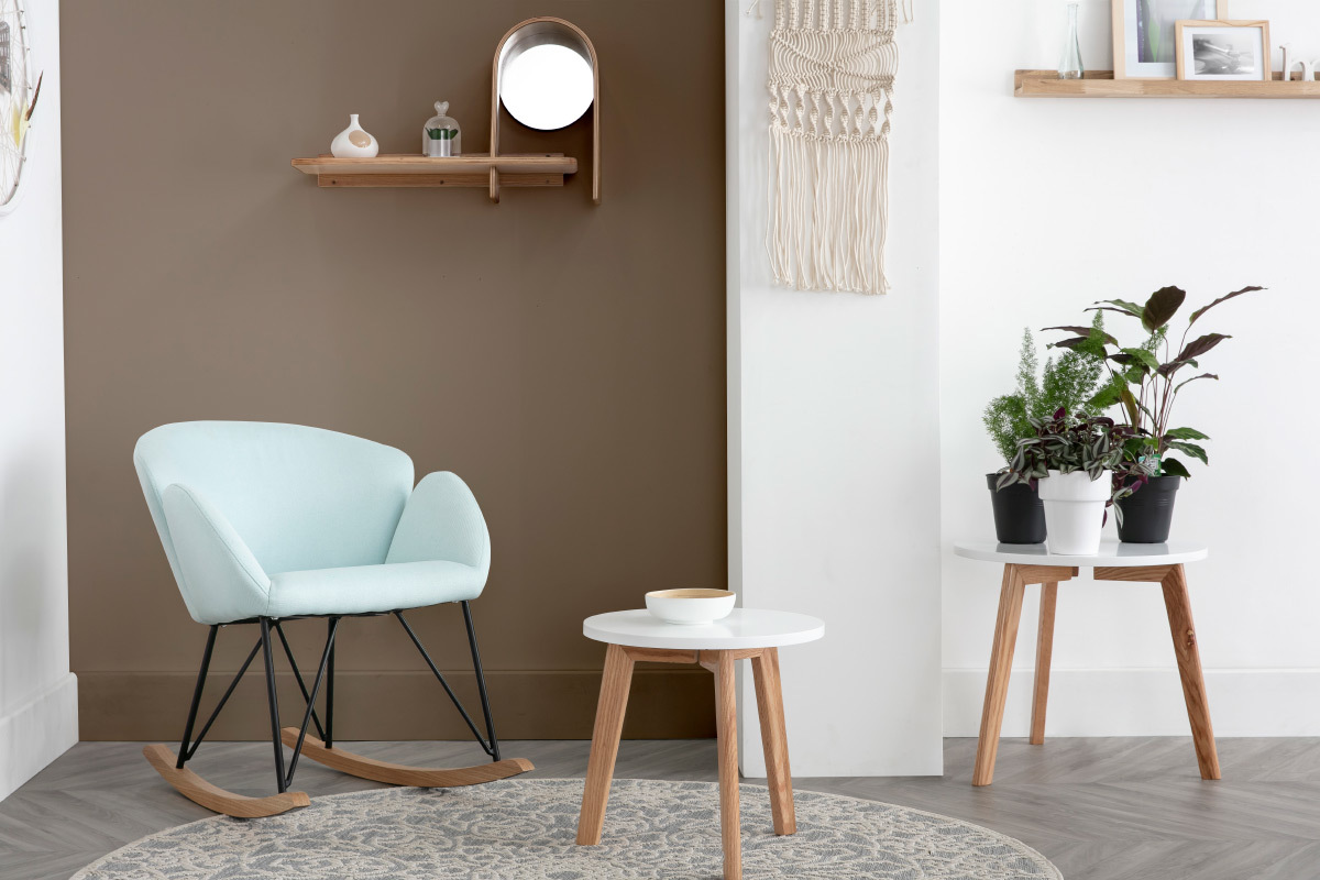 Rocking chair design tissu menthe  l'eau RHAPSODY