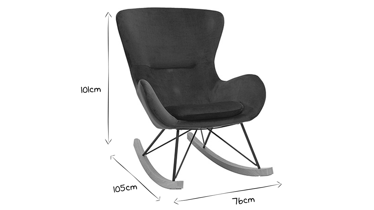 Rocking chair design velours bleu pétrole ESKUA