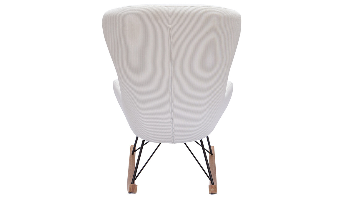 Rocking chair design velours côtelé beige ESKUA