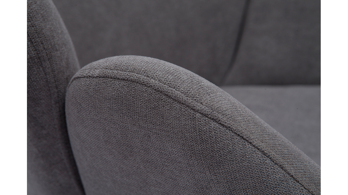 Rocking chair en tissu effet velours gris, mtal noir et bois clair RHAPSODY