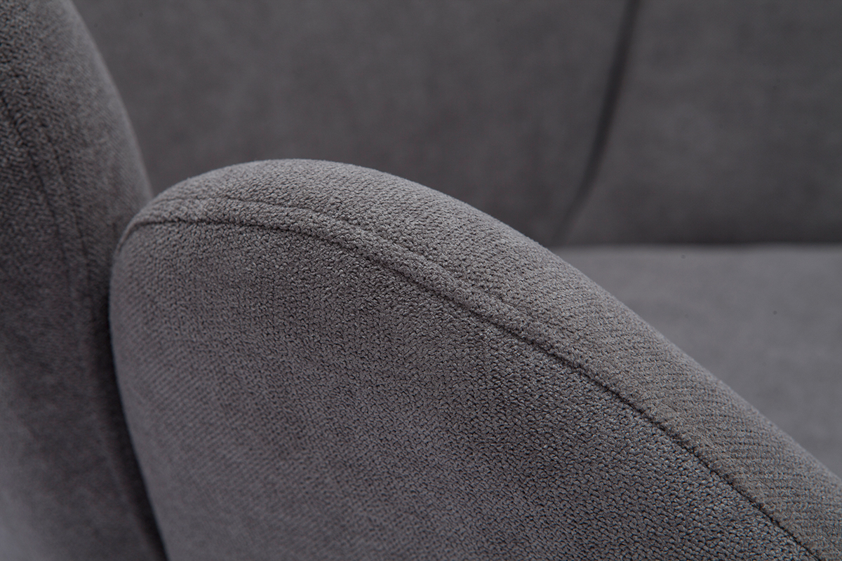 Rocking chair en tissu effet velours gris, mtal noir et bois clair RHAPSODY