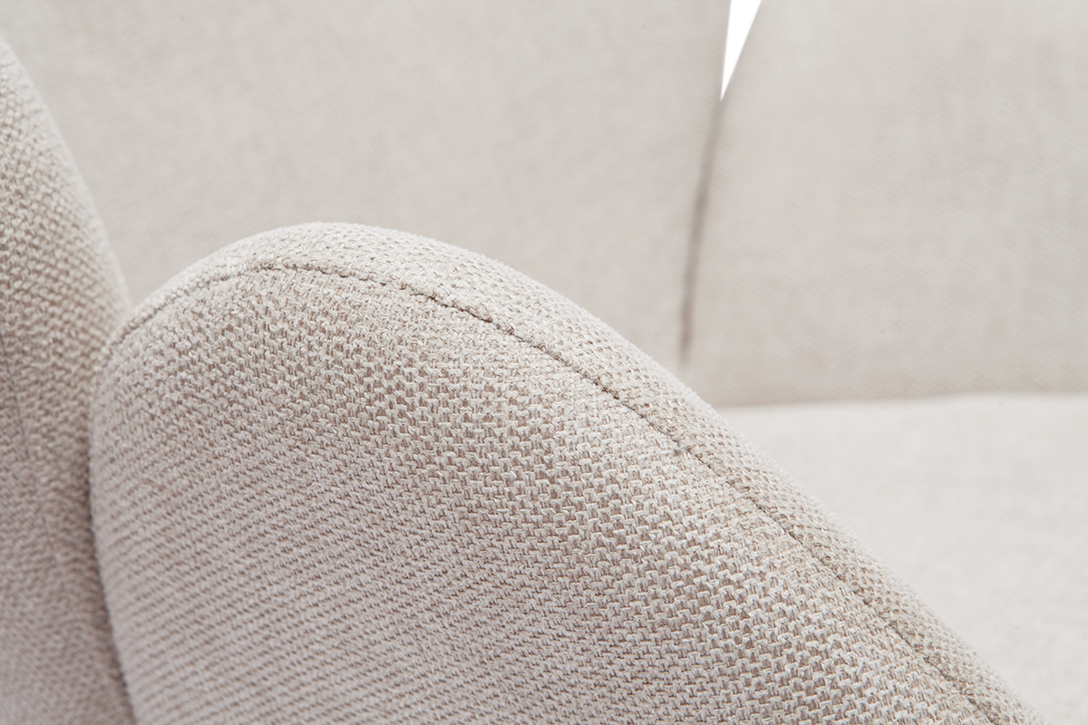 Rocking chair en tissu effet velours textur beige, mtal noir et bois clair RHAPSODY