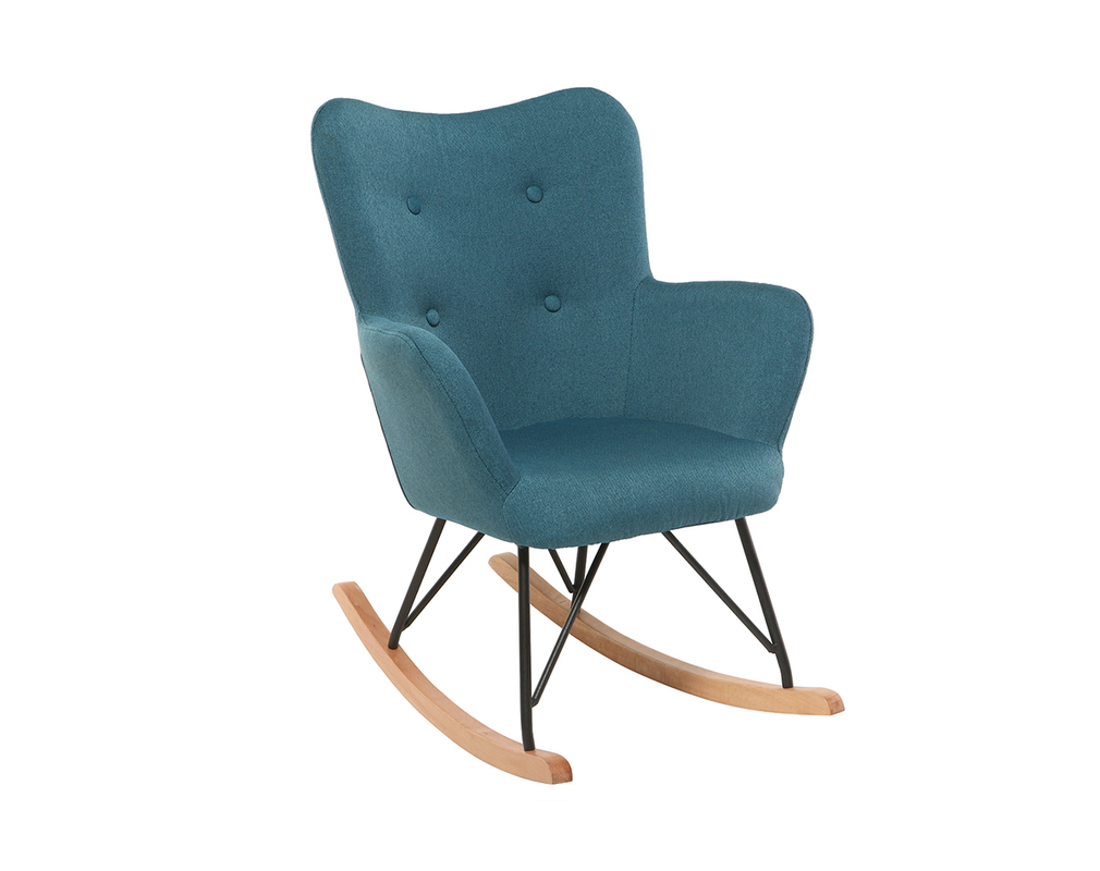 Rocking Chair Enfant Tissu Bleu Canard Pieds Metal Et Chene Baby Bristol Miliboo Rocking Chair Enfant Tissu Bleu Canard Pieds Metal Et Chene Baby Bristol Miliboo