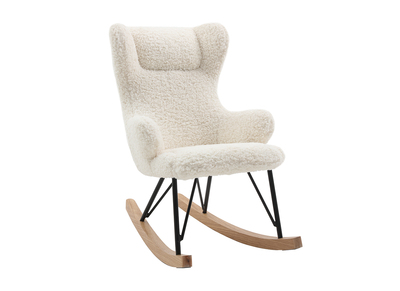 Rocking chair enfant tissu effet laine boucl&eacute;e SHAUN