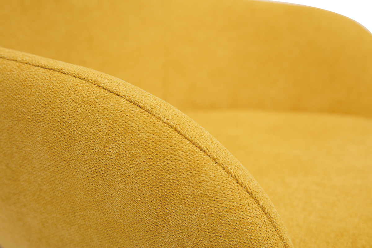 Rocking chair enfant tissu effet velours jaune moutarde pieds mtal en frne JHENE
