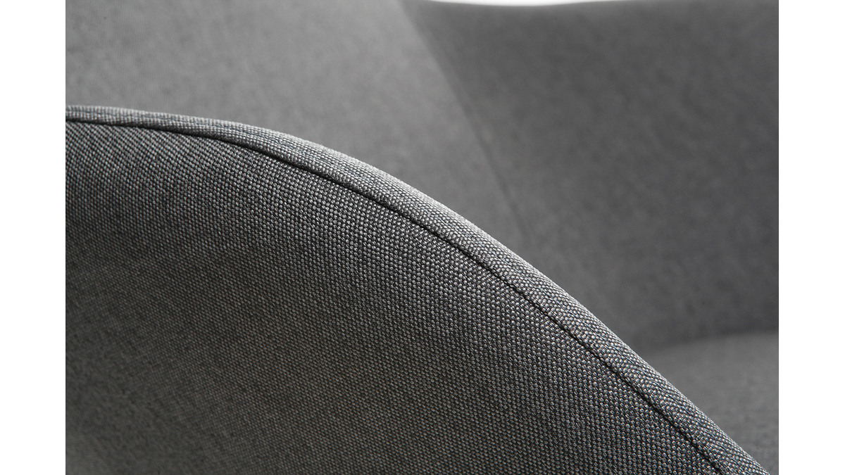 Rocking chair scandinave en tissu gris fonc, mtal noir et bois clair JHENE