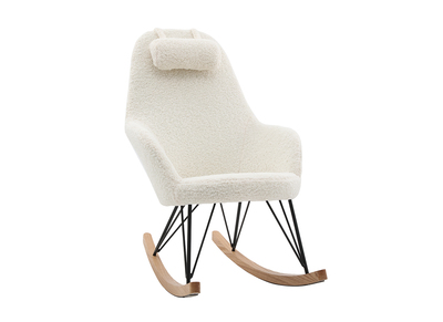 Rocking chair scandinave tissu mouton blanc JHENE - Miliboo & Stéphane Plaza - Rocking chair scandinave tissu mouton blanc JHENE - Miliboo & Stéphane Plaza
