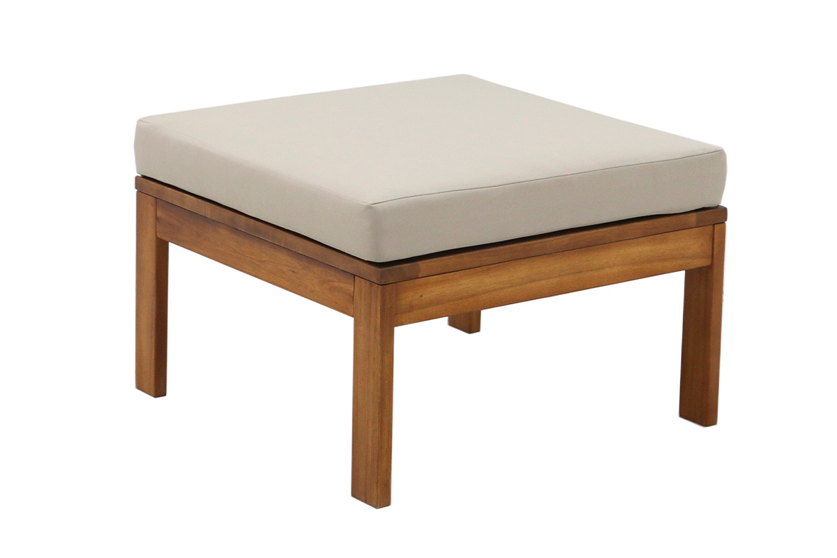 Salon de jardin 3-4 places en bois massif, 2 sets de housse (taupe ou �cru) et accoudoirs tress�s ALOHA