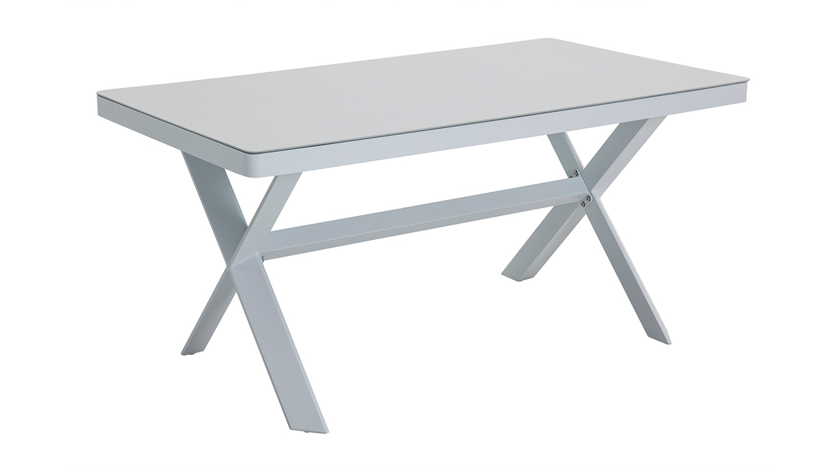 Salon de jardin 7 places avec table  manger en aluminium et tissu gris CALYPSO