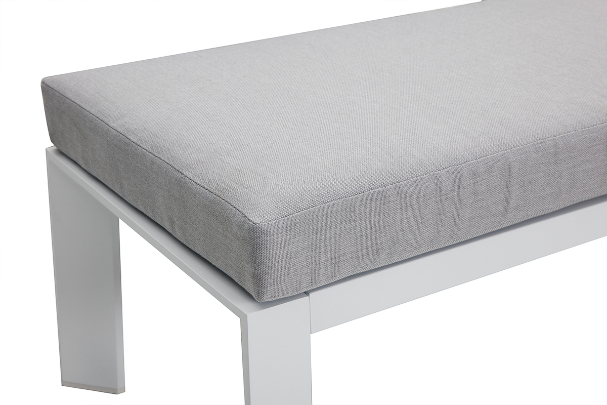 Salon de jardin 7 places avec table � manger en aluminium et tissu gris CALYPSO
