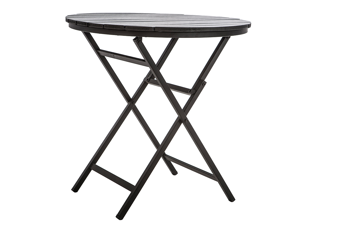 Salon de jardin avec table pliable et 2 chaises empilables bois et mtal BERLINER