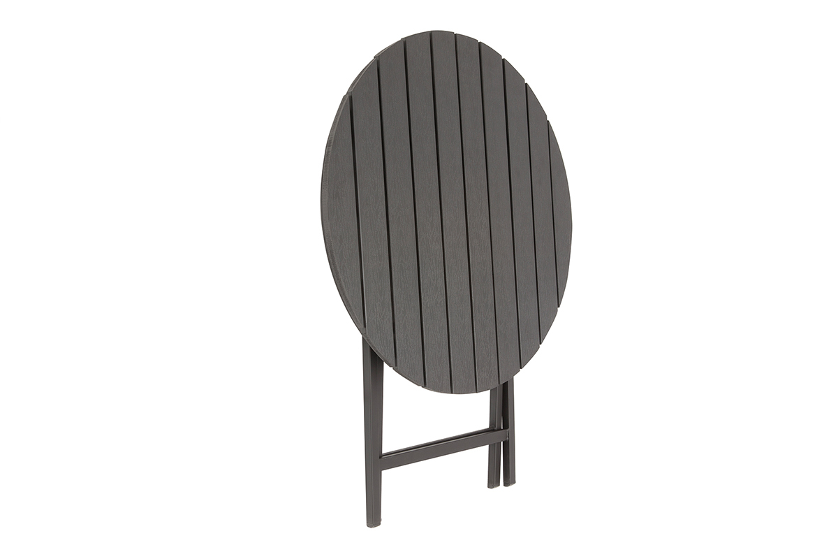 Salon de jardin avec table pliable et 2 chaises empilables bois et mtal BERLINER