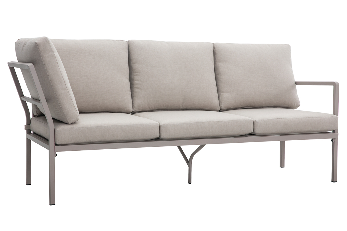 Salon de jardin d'angle en aluminium et tissu taupe SAIGON
