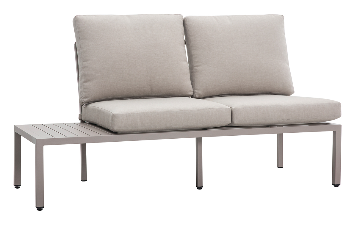 Salon de jardin d'angle en aluminium et tissu taupe SAIGON