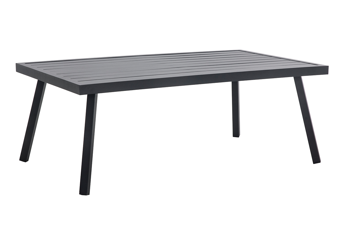 Salon de jardin d'angle en m�tal noir et tissu gris SAIGON