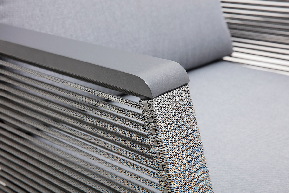 Salon de jardin en aluminium et cordes grises LAGOS
