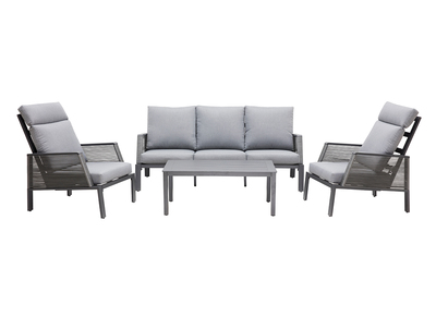 Salon de jardin en aluminium et cordes grises LAGOS